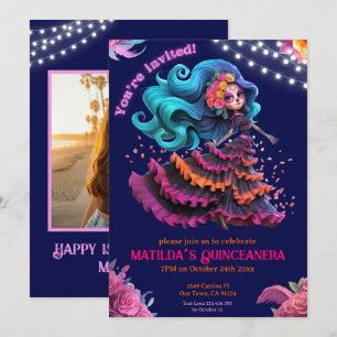 Convite Foto de Quinceañera Catrina do Dia dos Mortos