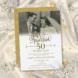 Convite Foto de Recém-Casados 50º Aniversário de Casamento