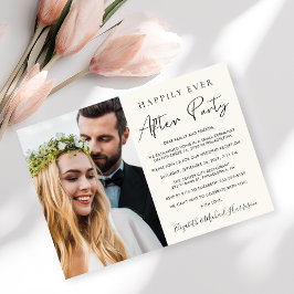 Convite Foto de Recepção de Casamento Creme Felizes para S