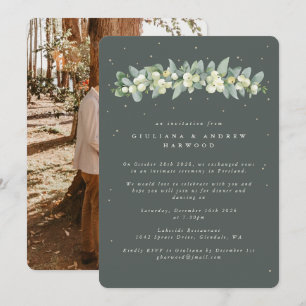 Convite Foto de Recepção de casamento de Frente Verde+Euca