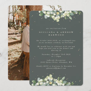 Convite Foto de Recepção de casamento de Frente Verde+Euca