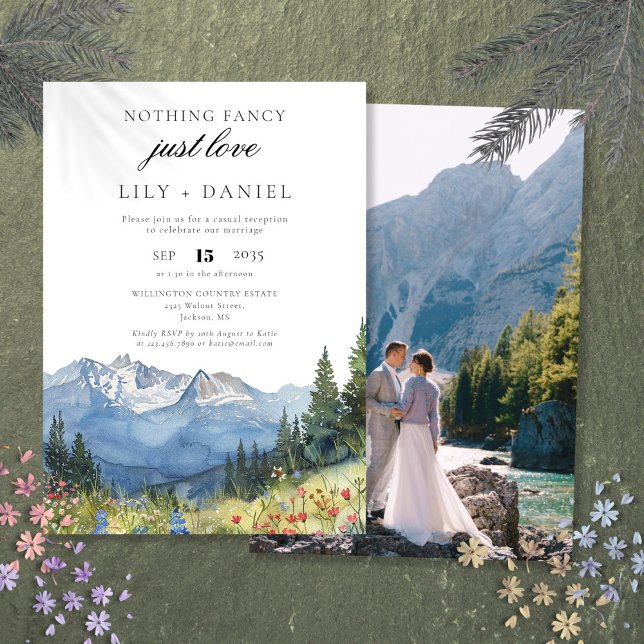 Convite Foto de Recepção de casamento Elopement Mountain (Elopement Mountain Wedding Reception Photo Invitation)