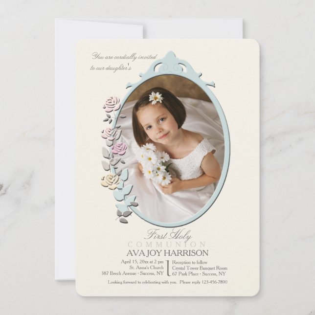 Convite Foto de Reflexão Doce Primeira Comunidade Sagrada (Frente)