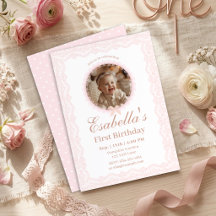 Foto de Renda Rosa Primeiro Aniversário, Bebê Meni