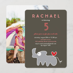 Convite Foto de Rinoceronte de Desenho Animado Fofo para A