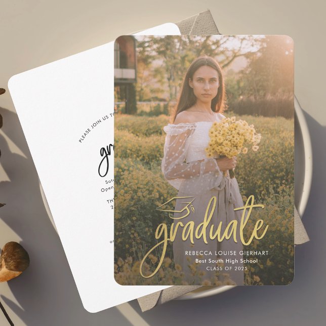 Convite Foto de Roteiro de Formatura Casa Aberta 2026 (Graduation Script Photo Grad Open House 2025 Invitation)