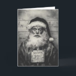 Convite Foto de Santa Claus: Lista de Travessos deu Errado<br><div class="desc">Uma representação hiper-realista, em preto e branco, de Santa Claus em uma cena de foto policial. A imagem detalhada mostra o Papai Noel com sua vestimenta tradicional, mas com uma aparência desgastada e cansada, completa com um letreiro pendurado no pescoço. Atrás dele, há um gráfico de medição vintage, o que...</div>