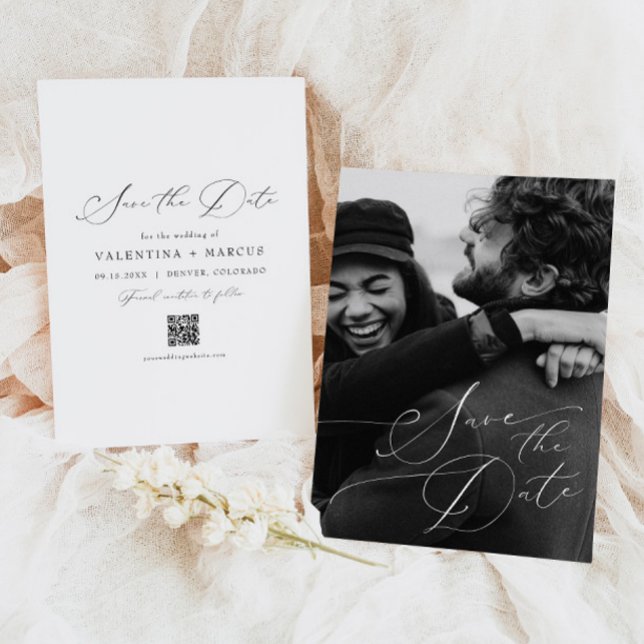 Convite Foto de Script Elegante VALENTINA Salvar a Data (Criador carregado)