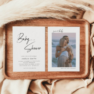 Convite Foto de Script Manuscrito Minimalista