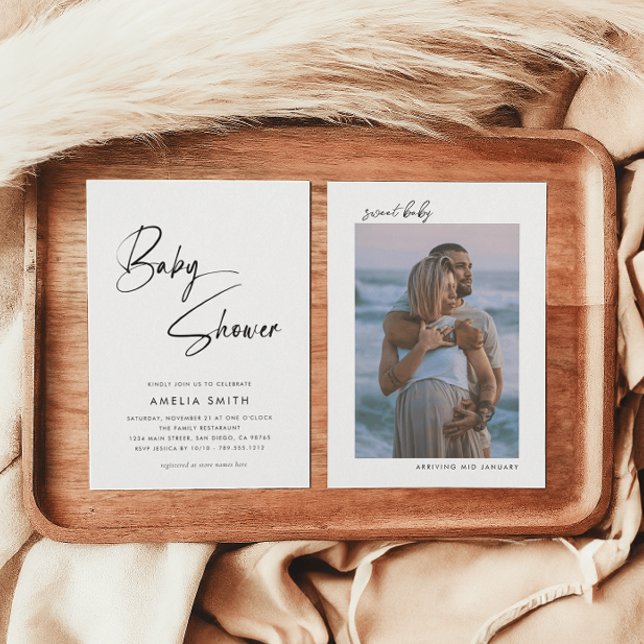 Convite Foto de Script Manuscrito Minimalista (Criador carregado)