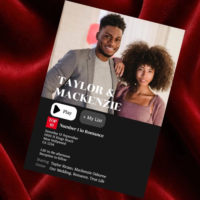 Convite Foto de Sinopse de Filme Personalizado de Casament (Your Personalized Movie Synopsis Photo Invitations by Ricaso. Novelty wedding invites for movie fans)