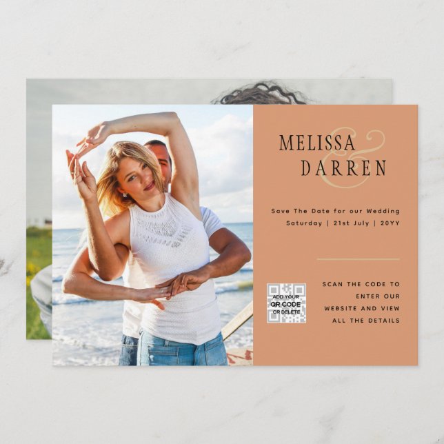 CONVITE FOTO DE TERRA LEVE CÓDIGO QR DATA DE SALVAMENTO (Frente/Verso)