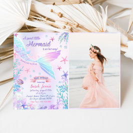 Convite Foto de um Chá de fraldas de Sereia Doce