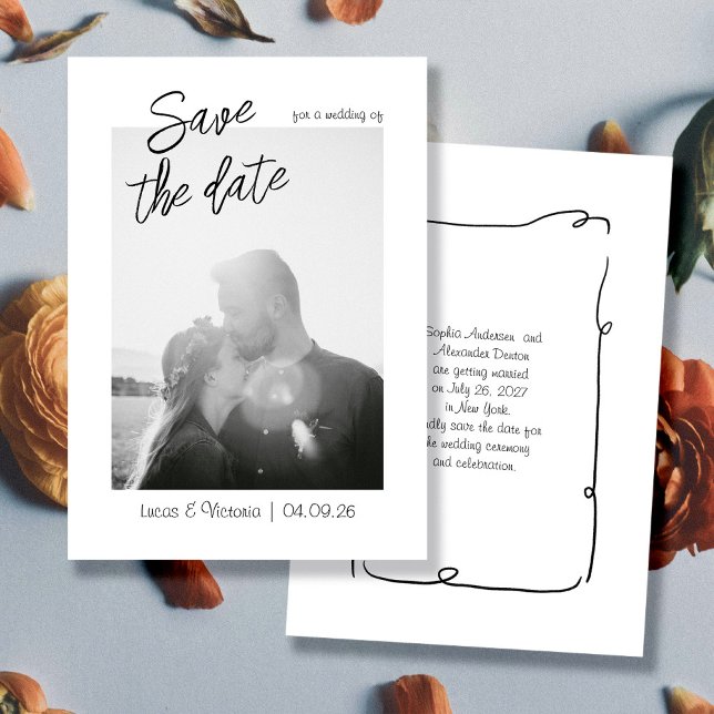 Convite Foto de Whimsical manuscrita salvar data (Criador carregado)