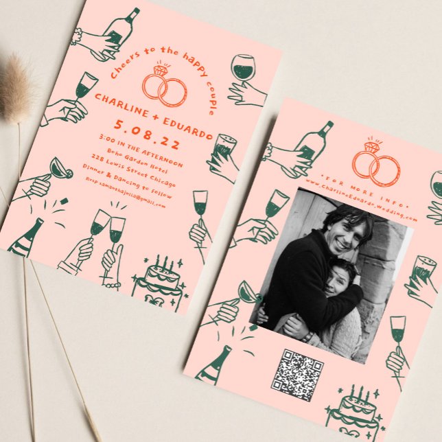 Convite Foto desenhada à mão Qrcode Contemporânea (Criador carregado)