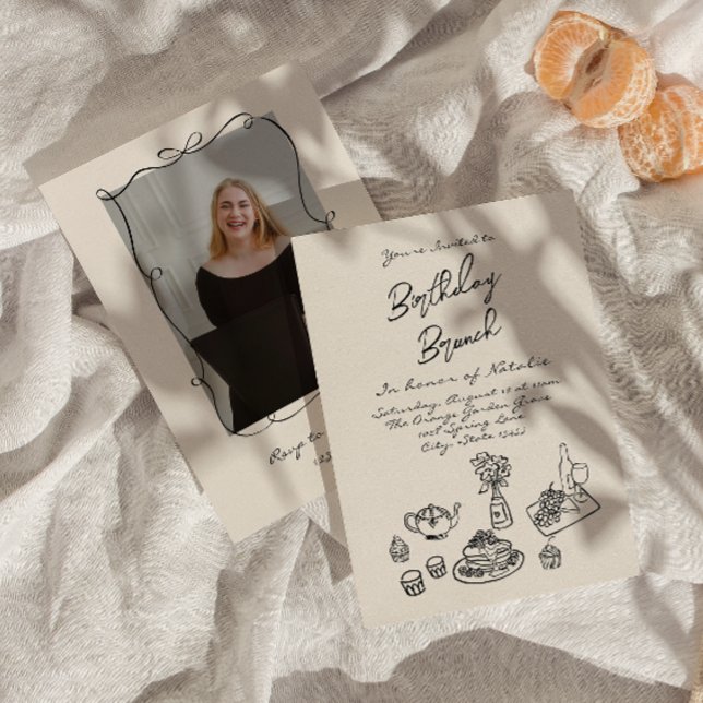 Convite Foto desenhada Retrorna Foto Desenhada Aniversário (Criador carregado)