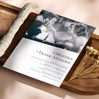 Convite Foto Diagonal Elegante com Casamento Black Serif