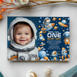 Convite Foto do 1º Aniversário do Gato Astronauta Espacial