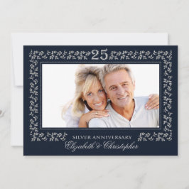 Convite Foto do 25º Aniversário de Casamento Azul Naval Pr