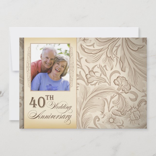 Convite foto do 40º aniversário de casamento (Frente)