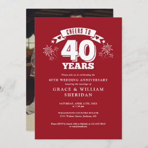 Convite Foto do 40º aniversário de casamento de Ruby