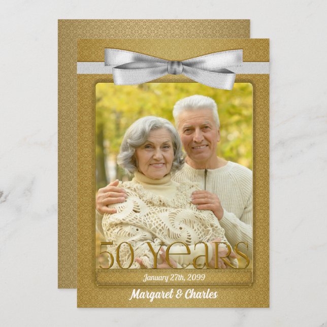 Convite Foto do 50º Aniversário de Bodas de Ouro (Frente/Verso)