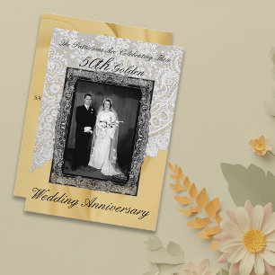 Convite Foto do 50º Aniversário de Casamento Dourado