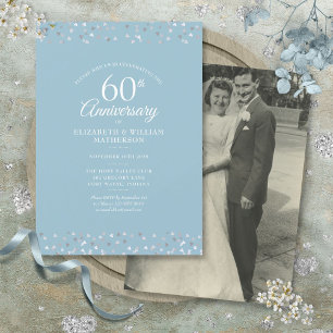 Convite Foto do 60º Aniversário de Casamento Corações Conf