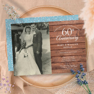 Convite Foto do 60º Aniversário de Casamento em Madeira Rú