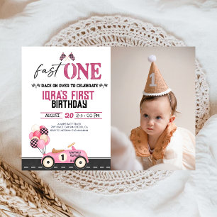 Convite Foto do Aniversário de 1 Ano da Menina do Carro de