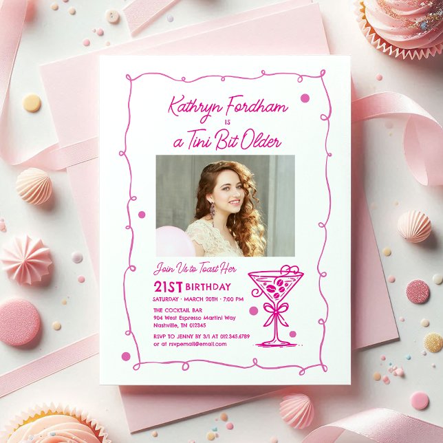 Convite Foto do aniversário de 21 anos Espresso Martini (Criador carregado)