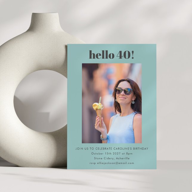 Convite Foto do aniversário de 40 anos de Festa de Aqua Si (Criador carregado)