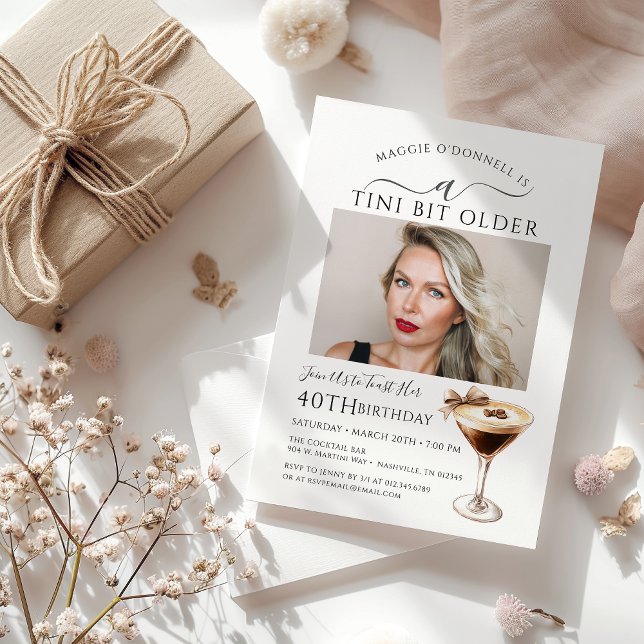 Convite Foto do aniversário de 40 anos Espresso Martini (Criador carregado)