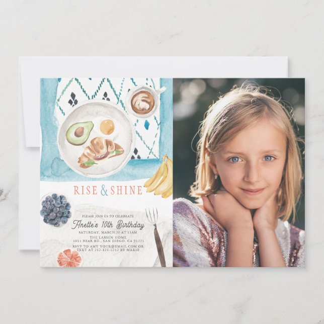 Convite Foto do Aniversário de criança de Aquarela de Brun (Frente)