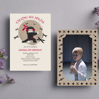 Convite Foto do Aniversário de criança do Guerreiro Ninja