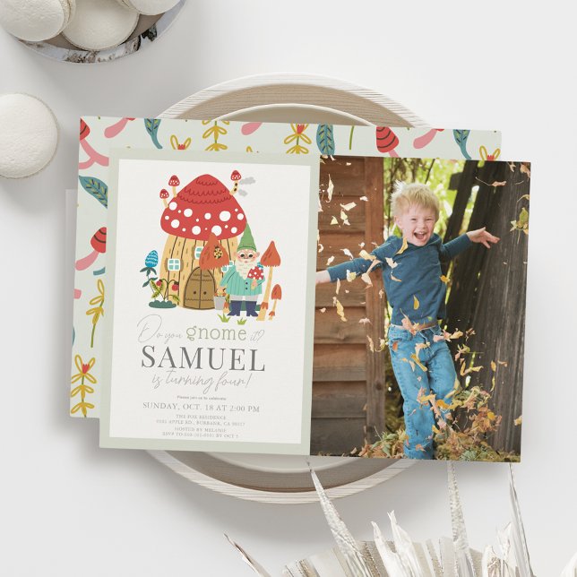 Convite Foto do Aniversário de criança Verde do Jardim do  (Criador carregado)