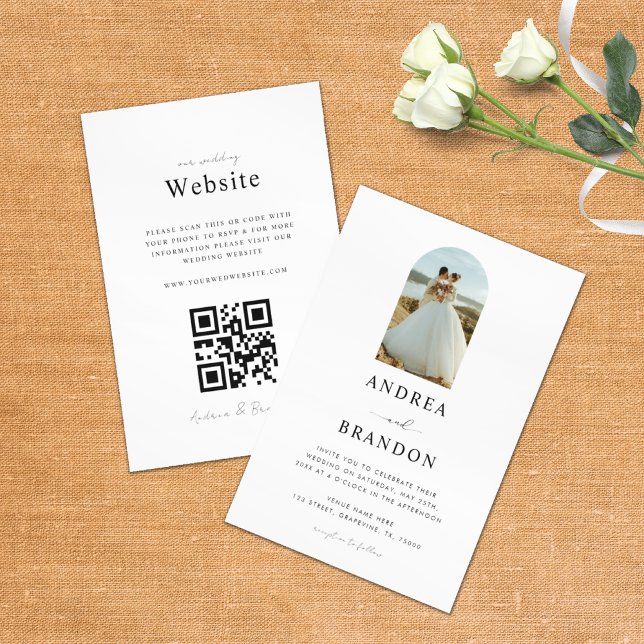 Convite Foto do Arch Boho Simples Elegante Tudo em Um Casa (Criador carregado)