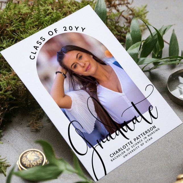 Convite Foto do arco de graduação Elegante de script do fo (Criador carregado)