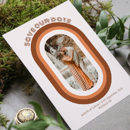 Convite Foto do arco laranja retro queimado Salvar nossa d