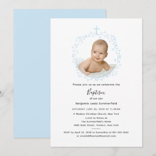 Convite Foto do Bebê Baptism com Script Moderno