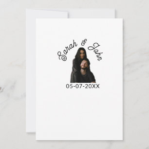 Convite Foto do casal com nome e data simples de casamento
