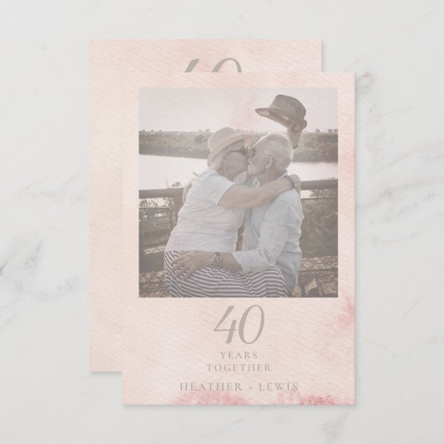Convite Foto do Casal Rosa para o Aniversário de Casamento (Frente/Verso)