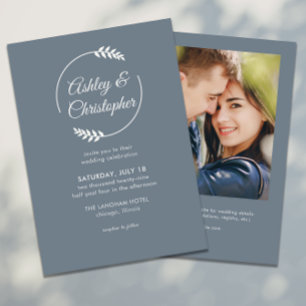 Convite Foto do Casamento de Cinzas de Frame Foliar Modern