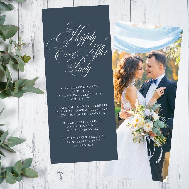 Convite Foto do Casamento Felizes para Sempre Recepção (Criador carregado)