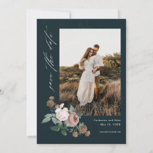Convite Foto do casamento floral Boho, salvar a data