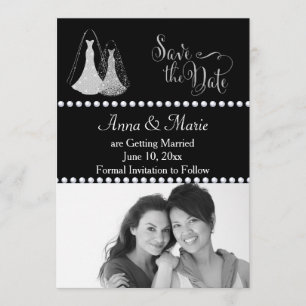 Convite Foto do Casamento Gay Salve o Dia Prata