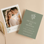 Convite Foto do casamento moderno verde da Sage Floral Min<br><div class="desc">Convite Fotográfico Moderno de Casamento Verde da Sage Floral Minimalista. Personalize facilmente substituindo cada informação. Verifique a visualização antes de adicionar ao carrinho.</div>