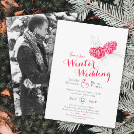 Convite Foto do casamento no inverno da cinza vermelha Con
