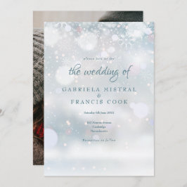 Convite Foto do Casamento no inverno Elegante Primeiro Flo