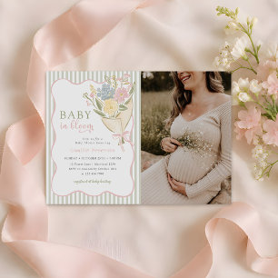 Convite Foto do Chá de Bebê Floral Pastel Baby in Bloom